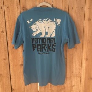 Parks Project Mountain Bear Pocket Tee Unisex Size L Blue 100% Cotton Graphic